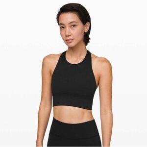 Lululemon Ebb to Train High-Neck Longline Athletic Sports Bra in Black Size 6